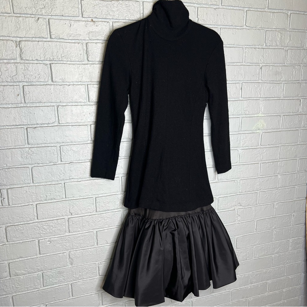 True Vintage Ronnie Heller MJ Black High Neck Dress Ruffle - Picture 6 of 14
